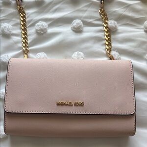 Michael Kors Blush Crossbody Bag with Gold Chain